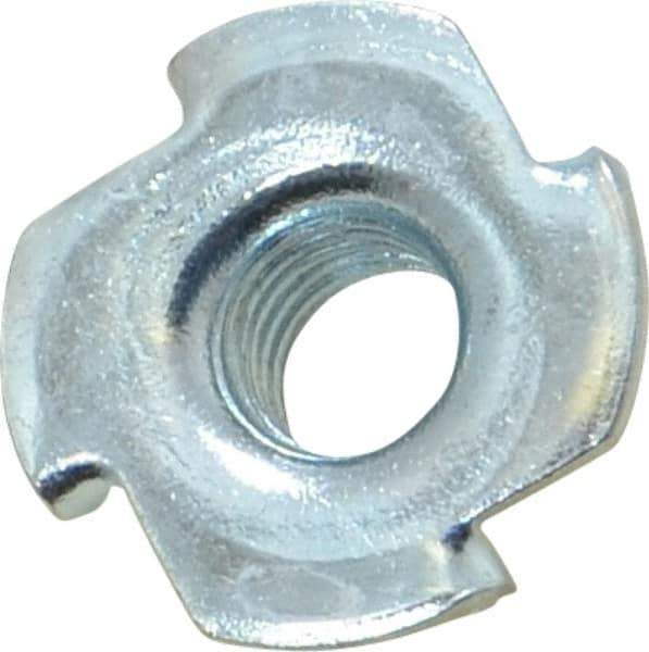 Value Collection - 3/8-16 Zinc-Plated Steel Standard Tee Nut - 7/16" Barrel Length, 1" Flange Diam, 3 Prongs - First Tool & Supply