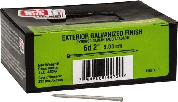 Value Collection - 6D, 13 Gauge, 2" OAL Finishing Nails - Smooth Shank, Grade 2 Steel, Galvanized Finish - First Tool & Supply