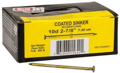 Value Collection - 10D, 11 Gauge, 3" OAL Sinker Nails - Smooth Shank, Grade 2 Steel, Cement Coated Finish - First Tool & Supply