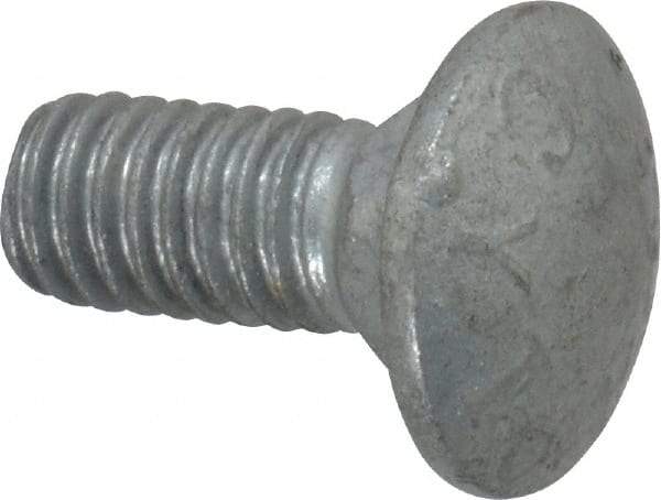 Value Collection - 5/16-18 UNC 3/4" Length Under Head, Standard Square Neck, Carriage Bolt - 1006-1050 Steel, Galvanized Zinc-Plated Finish - First Tool & Supply