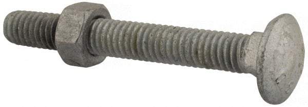 Value Collection - 5/16-18 UNC 2-1/2" Length Under Head, Standard Square Neck, Carriage Bolt - 1006-1050 Steel, Galvanized Zinc-Plated Finish - First Tool & Supply