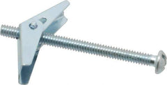 Value Collection - 1/4" Screw, 1/4" Diam, 4" Long, Toggle Bolt Drywall & Hollow Wall Anchor - 1/4" Drill, Zinc Plated, Steel, Use in Concrete, & Masonry, Hollow Tile, Plaster & Wallboard - First Tool & Supply