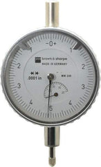 TESA Brown & Sharpe - 0.2" Range, 0-5-0 Dial Reading, 0.0001" Graduation Dial Drop Indicator - 2-1/4" Dial, 0.01" Range per Revolution, Revolution Counter - First Tool & Supply