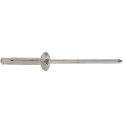 RivetKing - Dome Head Aluminum Plus Blind Rivet - Aluminum Mandrel, 1/8" to 3/8" Grip, 0.312" Head Diam, 0.129" to 0.143" Hole Diam, 0.975" Length Under Head, 1/8" Body Diam - First Tool & Supply