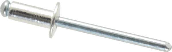 RivetKing - Size 64 Dome Head Aluminum Open End Blind Rivet - Steel Mandrel, 0.188" to 1/4" Grip, 3/8" Head Diam, 0.192" to 0.196" Hole Diam, 0.45" Length Under Head, 3/16" Body Diam - First Tool & Supply