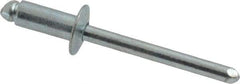 RivetKing - Size 64 Dome Head Steel Open End Blind Rivet - Steel Mandrel, 0.188" to 1/4" Grip, 3/8" Head Diam, 0.192" to 0.196" Hole Diam, 0.45" Length Under Head, 3/16" Body Diam - First Tool & Supply