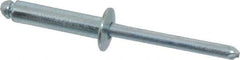 RivetKing - Size 610 Dome Head Steel Open End Blind Rivet - Steel Mandrel, 0.501" to 5/8" Grip, 3/8" Head Diam, 0.192" to 0.196" Hole Diam, 0.825" Length Under Head, 3/16" Body Diam - First Tool & Supply