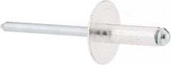 RivetKing - Size 66 Large Flange Dome Head Aluminum Open End Blind Rivet - Steel Mandrel, 0.251" to 3/8" Grip, 5/8" Head Diam, 0.192" to 0.196" Hole Diam, 0.575" Length Under Head, 3/16" Body Diam - First Tool & Supply