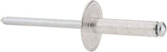 RivetKing - Size 610 Large Flange Dome Head Aluminum Open End Blind Rivet - Steel Mandrel, 0.501" to 5/8" Grip, 5/8" Head Diam, 0.192" to 0.196" Hole Diam, 0.825" Length Under Head, 3/16" Body Diam - First Tool & Supply