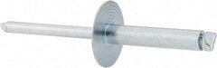 RivetKing - Size 612 Large Flange Dome Head Steel Open End Blind Rivet - Steel Mandrel, 0.626" to 3/4" Grip, 5/8" Head Diam, 0.192" to 0.196" Hole Diam, 0.95" Length Under Head, 3/16" Body Diam - First Tool & Supply