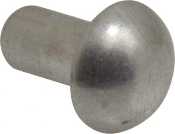 RivetKing - 1/4" Body Diam, Round Uncoated Aluminum Solid Rivet - 1/2" Length Under Head, Grade 1100F - First Tool & Supply