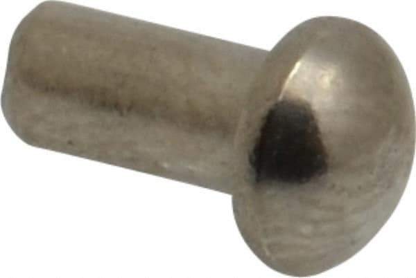 RivetKing - 1/8" Body Diam, Round Uncoated Stainless Steel Solid Rivet - 1/4" Length Under Head, Grade 18-8 - First Tool & Supply