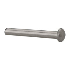 RivetKing - 1/8" Body Diam, Round Uncoated Stainless Steel Solid Rivet - 1" Length Under Head, Grade 18-8 - First Tool & Supply