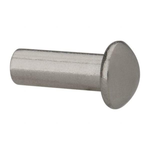 RivetKing - 3/16" Body Diam, Round Uncoated Stainless Steel Solid Rivet - 1/2" Length Under Head, Grade 18-8 - First Tool & Supply