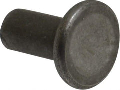 RivetKing - 3/16" Body Diam, Flat Uncoated Steel Solid Rivet - 3/8" Length Under Head - First Tool & Supply