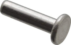 RivetKing - 1/8" Body Diam, Flat Uncoated Aluminum Solid Rivet - 1/2" Length Under Head, Grade 1100F - First Tool & Supply