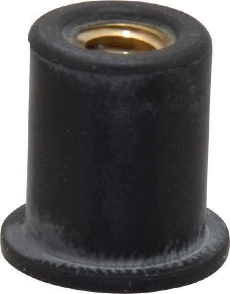 Au-Ve-Co Products - 1/4-20, 5/8" Diam x 0.051" Thick Flange, Rubber Insulated Rivet Nut - UNC Thread, Neoprene, 19/32" Long x 1/2" Body Diam, 0.641" OAL - First Tool & Supply