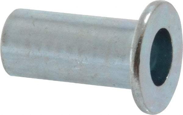 Value Collection - #10-24, 0.01 to 0.08" Grip, Steel Standard Rivet Nut - Drill Size Letter F, Flat Head - First Tool & Supply