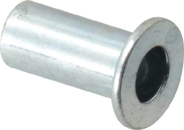 Value Collection - #10-32, 0.01 to 0.08" Grip, Steel Standard Rivet Nut - Drill Size Letter F, Flat Head - First Tool & Supply