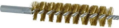 Schaefer Brush - 4" Brush Length, 1" Diam, Double Stem, Single Spiral Tube Brush - 6-1/4" Long, Brass, 12-24 Female Connection - First Tool & Supply