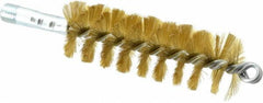 Schaefer Brush - 4-1/2" Brush Length, 1-1/2" Diam, Double Stem, Single Spiral Tube Brush - 8" Long, Brass, 1/4" NPSM Male Connection - First Tool & Supply