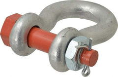 Campbell - 3/4" Nominal Chain Size, 7 Ton Alloy Steel Bolt Anchor Shackle - 3/4" Diam, 7/8" Pin Diam, 2-13/16" High x 1-1/4" Wide Inside Jaw, 1-13/16" Inside Width, 1-3/4" Max Body Thickness - First Tool & Supply