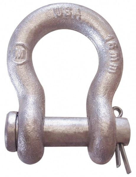 CM - 7/8" Nominal Chain Size, 7 Ton Carbon Steel Loose Anchor Shackle - 7/8" Diam, 1" Pin Diam, 3-1/8" High x 1-7/16" Wide Inside Jaw, 2-1/16" Inside Width, 2" Max Body Thickness - First Tool & Supply