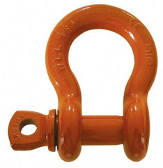 CM - 1-3/4" Nominal Chain Size, 34 Ton Alloy Steel Screw Anchor Shackle - 1-3/4" Diam, 2" Pin Diam, 7" High x 2-7/8" Wide Inside Jaw, 4-3/4" Inside Width, 4" Max Body Thickness - First Tool & Supply