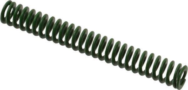 Associated Spring Raymond - 10mm Hole Diam, 5mm Rod Diam, 3" Free Length, Green Die Spring - 99.8 N Max Deflection, 31.2mm Max Deflection, Light Duty, Chromium Alloy Steel - First Tool & Supply