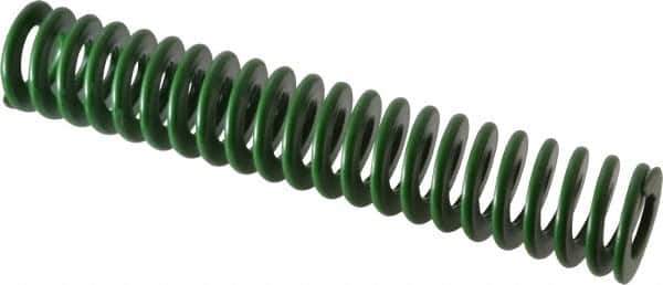 Associated Spring Raymond - 25mm Hole Diam, 12.5mm Rod Diam, 5-1/2" Free Length, Green Die Spring - 856.8 N Max Deflection, 56mm Max Deflection, Light Duty, Chromium Alloy Steel - First Tool & Supply