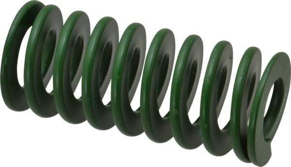 Associated Spring Raymond - 40mm Hole Diam, 20mm Rod Diam, 3-1/2" Free Length, Green Die Spring - 1785 N Max Deflection, 35mm Max Deflection, Light Duty, Chromium Alloy Steel - First Tool & Supply