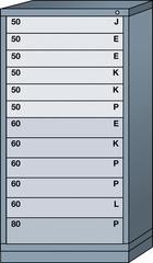 59.25 x 28.25 x 30'' (12 Drawers) - Pre-Engineered Modular Drawer Cabinet Eye-Level (244 Compartments) - First Tool & Supply