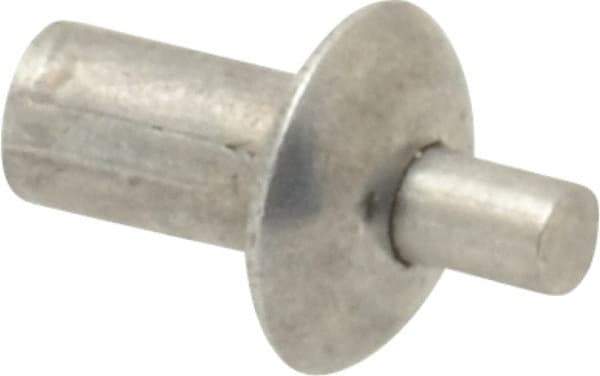 Made in USA - Universal Head Aluminum Alloy Drive Blind Rivet - Stainless Steel Mandrel, 0.109" to 1/8" Grip, 1/4" Head Diam, 0.128" to 0.14" Hole Diam, 0.219" Length Under Head, 1/8" Body Diam - First Tool & Supply