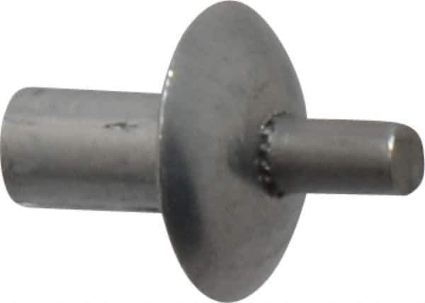 Made in USA - Brazier Head Aluminum Alloy Drive Blind Rivet - Stainless Steel Mandrel, 0.109" to 1/8" Grip, 0.312" Head Diam, 0.128" to 0.14" Hole Diam, 0.219" Length Under Head, 1/8" Body Diam - First Tool & Supply