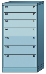 59.25 x 28.25 x 30'' (7 Drawers) - Pre-Engineered Modular Drawer Cabinet Eye-Level (77 Compartments) - First Tool & Supply