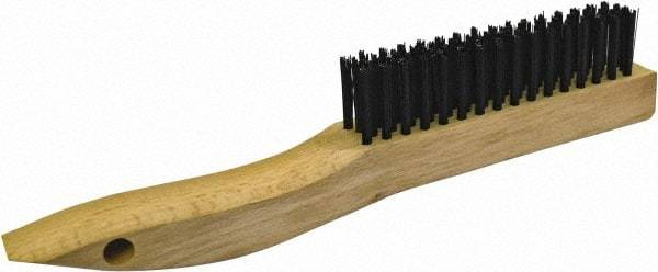 Gordon Brush - 4 Rows x 16 Columns Steel Plater Brush - 4-3/4" Brush Length, 10" OAL, 1-1/8 Trim Length, Wood Shoe Handle - First Tool & Supply