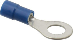 Thomas & Betts - 16-14 AWG Partially Insulated Crimp Connection Circular Ring Terminal - 1/4" Stud, 1.094" OAL x 0.472" Wide, Tin Plated Copper Contact - First Tool & Supply