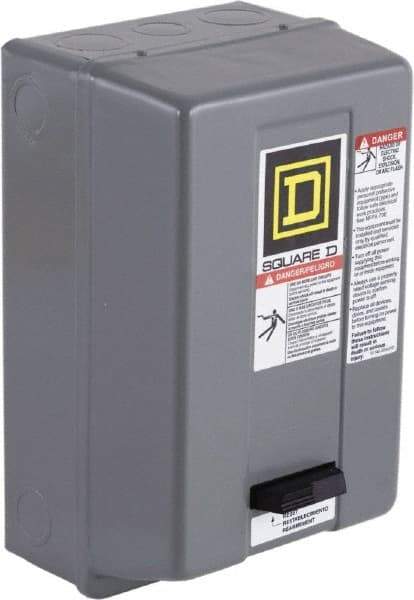 Square D - 120 Coil VAC at 60 Hz, 9 Amp, Nonreversible Enclosed Enclosure NEMA Motor Starter - 1 hp at 1 Phase, 1 Enclosure Rating - First Tool & Supply