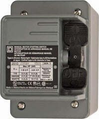 Square D - 3 Poles, 30 Amp, NEMA, Enclosed Toggle Manual Motor Starter - 1 hp at 90 VDC, 10 hp at 460 VAC, 10 hp at 575 VAC, 1-1/2 hp at 230 VDC, 2 hp at 115 VAC, 2 hp at 115 VDC & 7-1/2 hp at 230 VAC, CE, CSA, NEMA 4 & UL Listed - First Tool & Supply