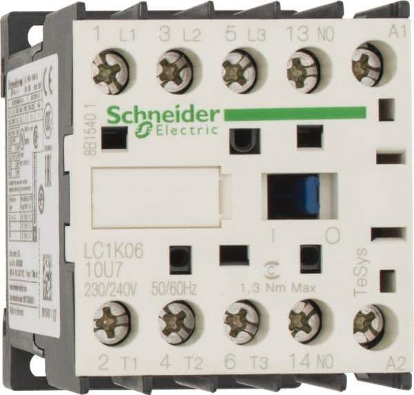 Schneider Electric - 3 Pole, 230 to 240 Coil VAC at 50/60 Hz, 6 Amp at 440 VAC, Nonreversible IEC Contactor - BS 5424, CSA, IEC 60947, NF C 63-110, RoHS Compliant, UL Listed, VDE 0660 - First Tool & Supply