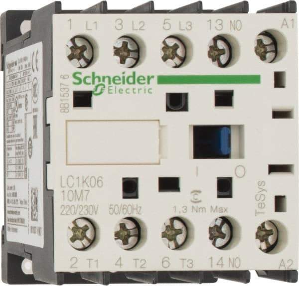 Schneider Electric - 3 Pole, 220 to 230 Coil VAC at 50/60 Hz, 6 Amp at 440 VAC, Nonreversible IEC Contactor - BS 5424, CSA, IEC 60947, NF C 63-110, RoHS Compliant, UL Listed, VDE 0660 - First Tool & Supply