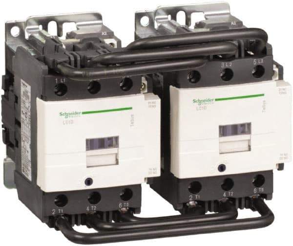 Schneider Electric - 3 Pole, 120 Coil VAC at 50/60 Hz, 80 Amp at 440 VAC, Reversible IEC Contactor - 1 Phase hp: 15 at 230/240 VAC, 7.5 at 115 VAC, 3 Phase hp: 20 at 200/208 VAC, 25 at 230/240 VAC, 60 at 460/480 VAC, 60 at 575/600 VAC - First Tool & Supply