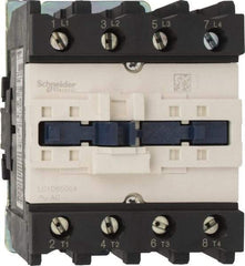 Schneider Electric - 4 Pole, 110 Coil VAC at 50/60 Hz, 80 Amp, Nonreversible IEC Contactor - 1 Phase hp: 10 at 230/240 VAC, 5 at 115 VAC, 3 Phase hp: 20 at 200/208 VAC, 20 at 230/240 VAC, 50 at 460/480 VAC, 50 at 575/600 VAC - First Tool & Supply