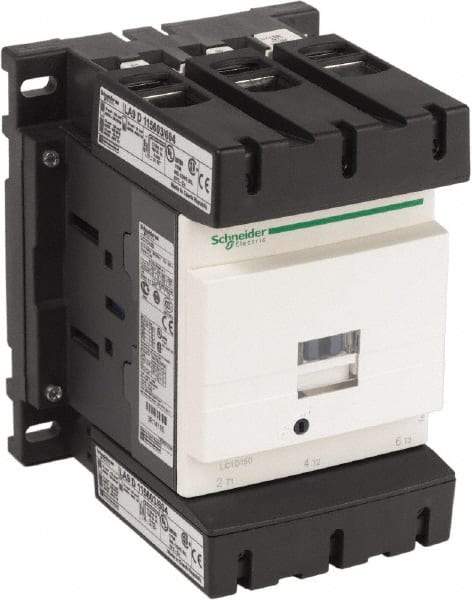 Schneider Electric - 3 Pole, 120 Coil VAC at 50/60 Hz, 150 Amp at 440 VAC, Nonreversible IEC Contactor - Bureau Veritas, CCC, CSA, CSA C22.2 No. 14, DNV, EN/IEC 60947-4-1, EN/IEC 60947-5-1, GL, GOST, LROS, RINA, RoHS Compliant, UL 508, UL Listed - First Tool & Supply