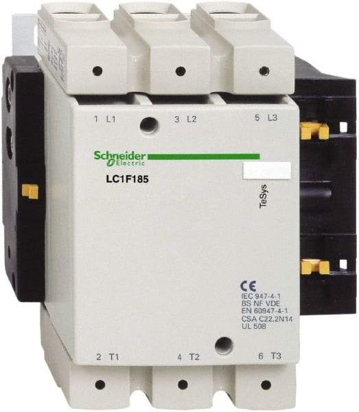 Schneider Electric - 3 Pole, 120 Coil VAC, 275 Amp at 440 VAC, Nonreversible IEC Contactor - Bureau Veritas, CCC, CSA, DNV, EN/IEC 60947-1, EN/IEC 60947-4-1, GL, JEM 1038, LROS, RINA, RMRoS, RoHS Compliant, UL Listed - First Tool & Supply