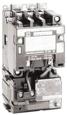 Square D - 24 Coil VAC at 60 Hz, 27 Amp, NEMA Size 1, Nonreversible Open Enclosure NEMA Motor Starter - 3 Phase hp: 10 at 460 VAC, 10 at 575 VAC, 7-1/2 at 200 VAC, 7-1/2 at 230 VAC - First Tool & Supply