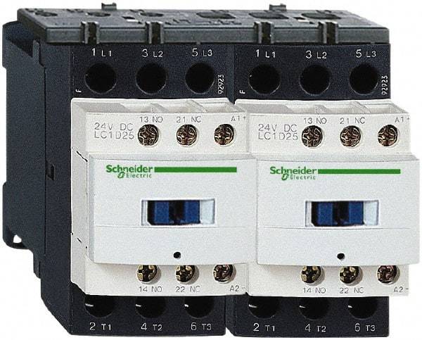 Schneider Electric - 3 Pole, 110 Coil VAC at 50/60 Hz, 25 Amp at 440 VAC, Reversible IEC Contactor - 1 Phase hp: 2 at 115 VAC, 3 at 230/240 VAC, 3 Phase hp: 15 at 460/480 VAC, 20 at 575/600 VAC, 5 at 200/208 VAC, 7.5 at 230/240 VAC - First Tool & Supply