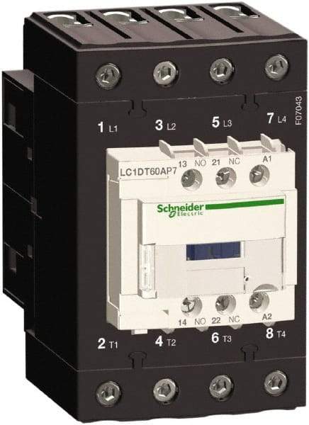 Schneider Electric - 4 Pole, 120 Coil VAC at 50/60 Hz, 60 Amp at 440 VAC, Nonreversible IEC Contactor - Bureau Veritas, CCC, CSA, CSA C22.2 No. 14, DNV, EN/IEC 60947-4-1, EN/IEC 60947-5-1, GL, GOST, LROS, RINA, UL 508, UL Listed - First Tool & Supply