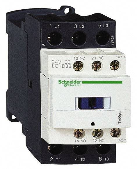 Schneider Electric - 3 Pole, 12 Coil VDC, 32 Amp at 440 VAC and 50 Amp at 440 VAC, Nonreversible IEC Contactor - 1 Phase hp: 2 at 115 VAC, 5 at 230/240 VAC, 3 Phase hp: 10 at 230/240 VAC, 20 at 460/480 VAC, 30 at 575/600 VAC, 7.5 at 200/208 VAC - First Tool & Supply