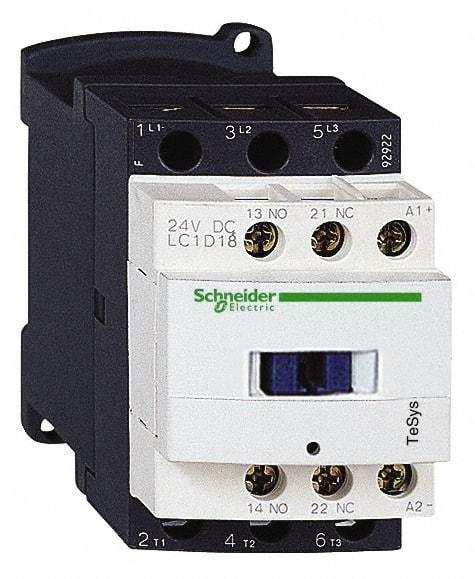 Schneider Electric - 3 Pole, 240 Coil VAC at 50/60 Hz, 18 Amp at 440 VAC and 32 Amp at 440 VAC, Nonreversible IEC Contactor - 1 Phase hp: 1 at 115 VAC, 3 at 230/240 VAC, 3 Phase hp: 10 at 460/480 VAC, 15 at 575/600 VAC, 5 at 200/208 VAC, 5 at 230/240 VAC - First Tool & Supply